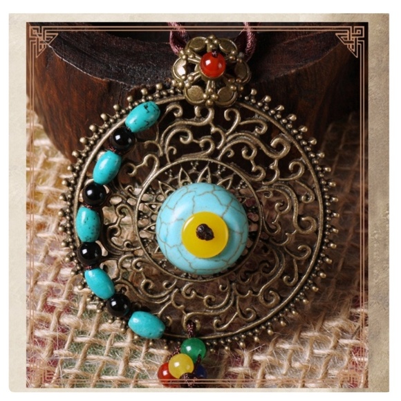 🎁CLEARANCE🎁Antique Brass Boho Statement Necklace - Picture 2 of 5